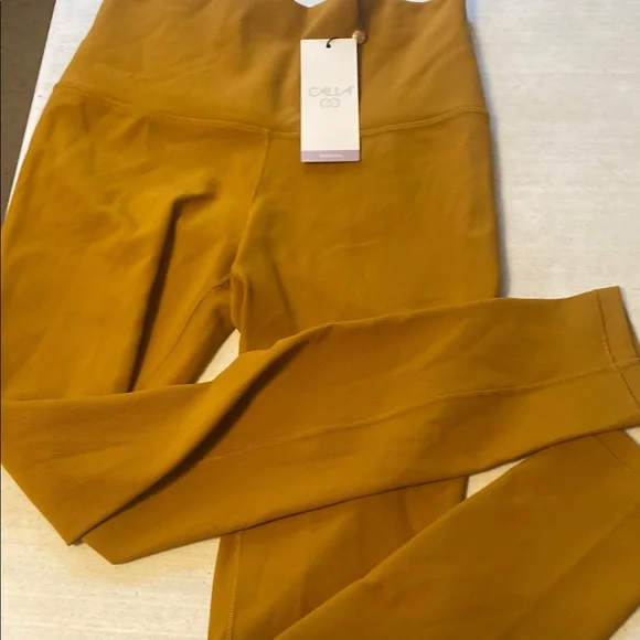 CALIA by Carrie Underwood Yellow Leggings High Waist Stretch - Picture 2 of 4
